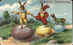 Easter Greetings With Bunnies Postcard Postcard Postcard