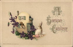 A Happy Easter With Bunnies Postcard Postcard Postcard