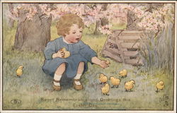 Sweet Remembrance and Greetings this Easter Day With Chicks Postcard Postcard Postcard