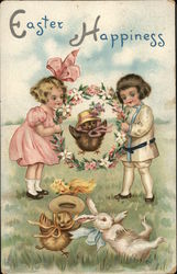 Easter Happiness With Children Postcard Postcard Postcard