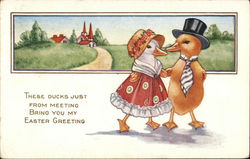 These Ducks Just From Meeting Bring You My Easter Greeting With Chicks Postcard Postcard Postcard