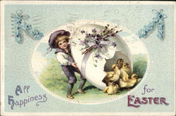 All Happiness for Easter With Chicks Postcard Postcard Postcard