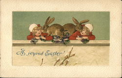 Children with Bunnies Postcard Postcard Postcard