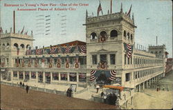 Entrance to Young's New Pier Atlantic City, NJ Postcard Postcard Postcard