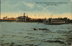 Bay View showing Pavilion and Bath House Green Bay, WI Postcard Postcard Postcard