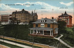 Milwaukee Hospital, Rectory and Layton Home Postcard