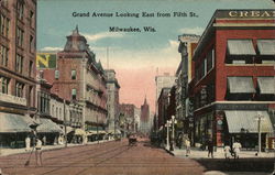 Grand Avenue Looking East from Fifth St. Milwaukee, WI Postcard Postcard Postcard