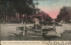 Iowa Avenue, Showing Fountain Postcard