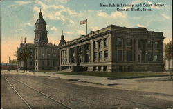 Free Public Library and Court House Council Bluffs, IA Postcard Postcard Postcard