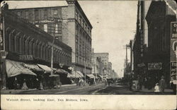 Walnut Street, Looking East Des Moines, IA Postcard Postcard Postcard