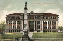 High School and Soldiers' Monument Postcard