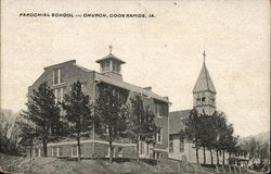 Parochial School and Church Postcard