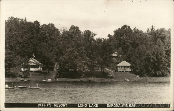 Duffy's Resort, Long Lake Sarona, WI Postcard