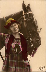 Portrait of Woman With Horse Postcard