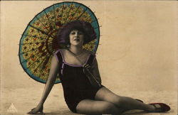 Portrait of Woman in Bathing Costume Postcard