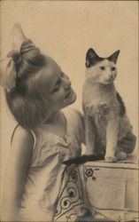 Photo of Girl and Cat Girls Postcard Postcard Postcard