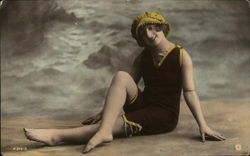 Woman Posing in Bathing Costume Women Postcard Postcard Postcard