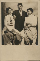 Man With Two Women Postcard Postcard Postcard