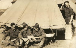 Snapshot of Men Outside Tent Army Postcard Postcard Postcard