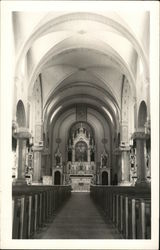 View Down Church Aisle Postcard