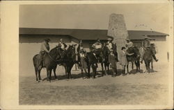 Snapshot of People on Horses Postcard