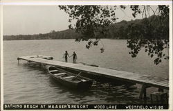 Bathing Beach at Maager's Resort, Wood Lake Postcard