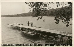 Bathing Beach at Waager's Resort, Wood Lake Postcard