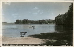 Bathing Beach at Lakewoods Resort, Lake Namakagon Postcard