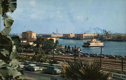 View of Harbor and Ferry Postcard