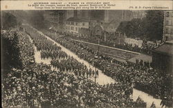 Trrops Marching on Boulevard Saint-Michel, Paris 14th July 1917 World War I Postcard Postcard