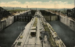 Upper Locks. Looking North from Lighthouse, Panama Canal Gatun, Panama Postcard Postcard