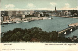 Kongl. Slottet och Norrstrom fran Skeppsholmen Stockholm, Sweden Postcard Postcard