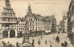 Marktplatz m. Kriegerdenkmal Giessen, Germany Postcard Postcard