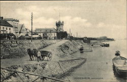 View of Town and Rhein RIver Rudesheim, Germany Postcard Postcard