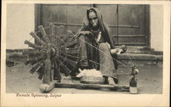 Female Spinning, Jaipur India Postcard Postcard