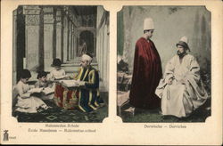 Muhamedan Schule-Ecole Musulman-Mahometan School -- Derwische-Derviches Arab Postcard Postcard