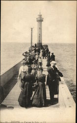 People on Boardwalk Dock Dieppe, France Postcard Postcard