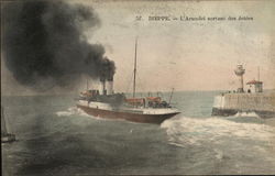 The " Arundel" Leaving the Jetties Dieppe, France Postcard Postcard