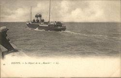 The "Manche" Departing Harbor Dieppe, France Postcard Postcard