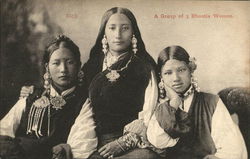 A Group of 3 Bhootia Women Tibet Asian Postcard Postcard