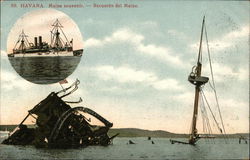 The U.S.S. Maine - Recuerdo del Maine - "Remember the Maine" Postcard