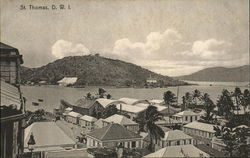 VIew of Town St. Thomas, VI Caribbean Islands Postcard Postcard