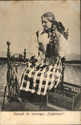 Girl with Spinning Wheel Postcard