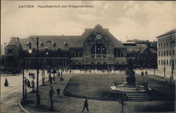 Hauptbahnhof und Kriegerdenkmal Aachen, Germany Postcard Postcard