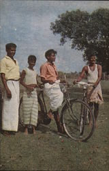 Foursome with Bicycles - Youths from Jaftna, Ceylon Postcard