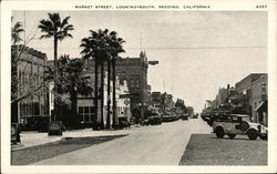 Market Street, Looking South, Redding, California Postcard