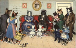 Comic Illustration of Cats Getting Married Postcard Postcard Postcard