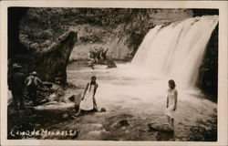 Bathing in Waterfall Postcard