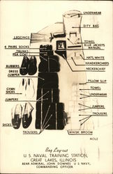 Bag Layout, U. S. Naval Training Station, Great Lakes, Illinois Navy Postcard Postcard Postcard