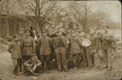 Soldiers Posing at Farm With Horse Postcard